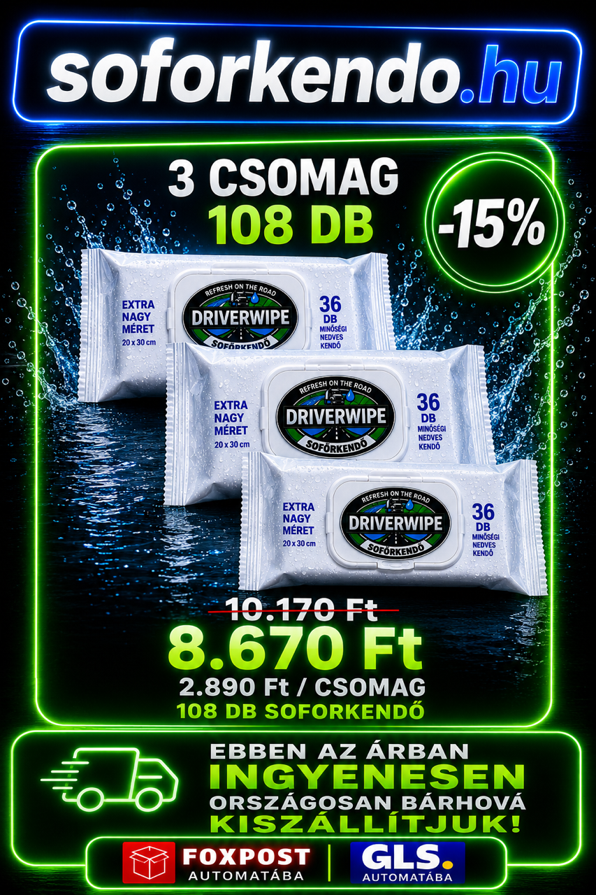 Sofőrkendő-Minőségi 20x30 cm méretű (3x36db) 108 db nedves törlőkenő Tisztálkodás víz nélkül-🚩3 csomag🚩 (👉automatába 👉ingyenesen szállítva )